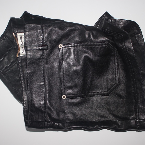 SAINT LAURENT Leather Shorts In Black - Picture 8 of 9